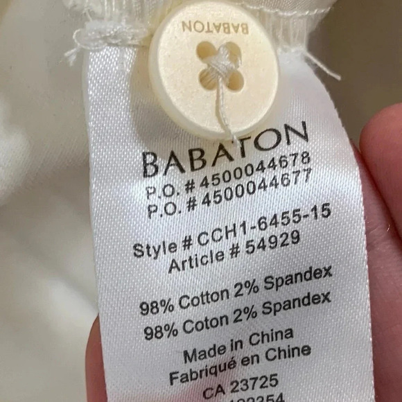 Aritzia Babaton Pants Straight leg pleated Trousers Cotton White Size 0 - Picture 7 of 11